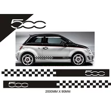 Fiat 500 polep auta-šachovnica a logo 500