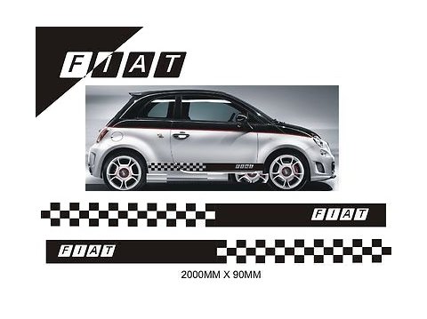 Fiat 500 polep auta-šachovnica a logo Fiat