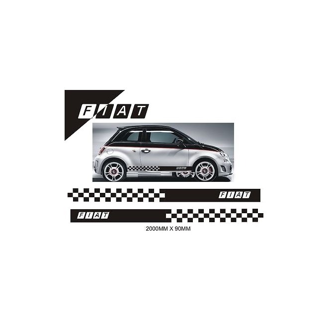 Fiat 500 polep auta-šachovnica a logo Fiat