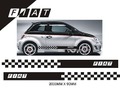 Fiat 500 polep auta-šachovnica a logo Fiat