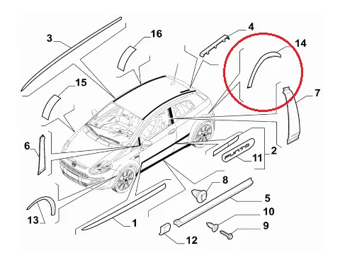 Zadný rozširujúci lem blatníka Abarth- 735525055