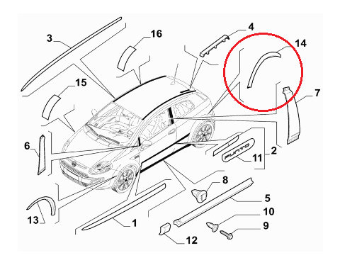 Zadný rozširujúci lem blatníka Abarth